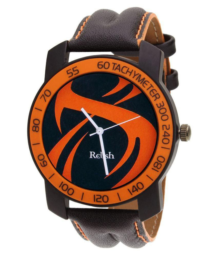 Relish Stylish Orange & Black Case Analog Watch